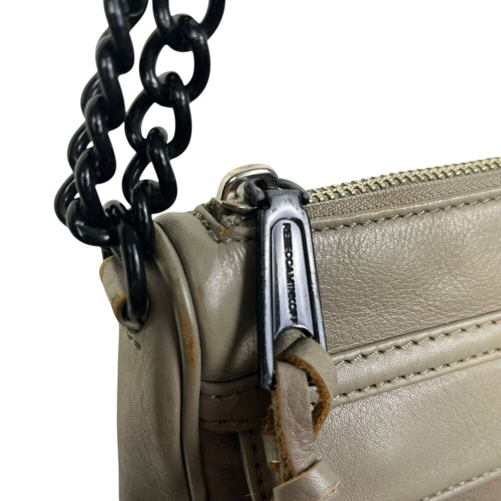 REBECCA MINKOFF Mac M.A.C. Leather Crossbody Shoulder Bag Purse Gray Chain - Picture 4 of 12